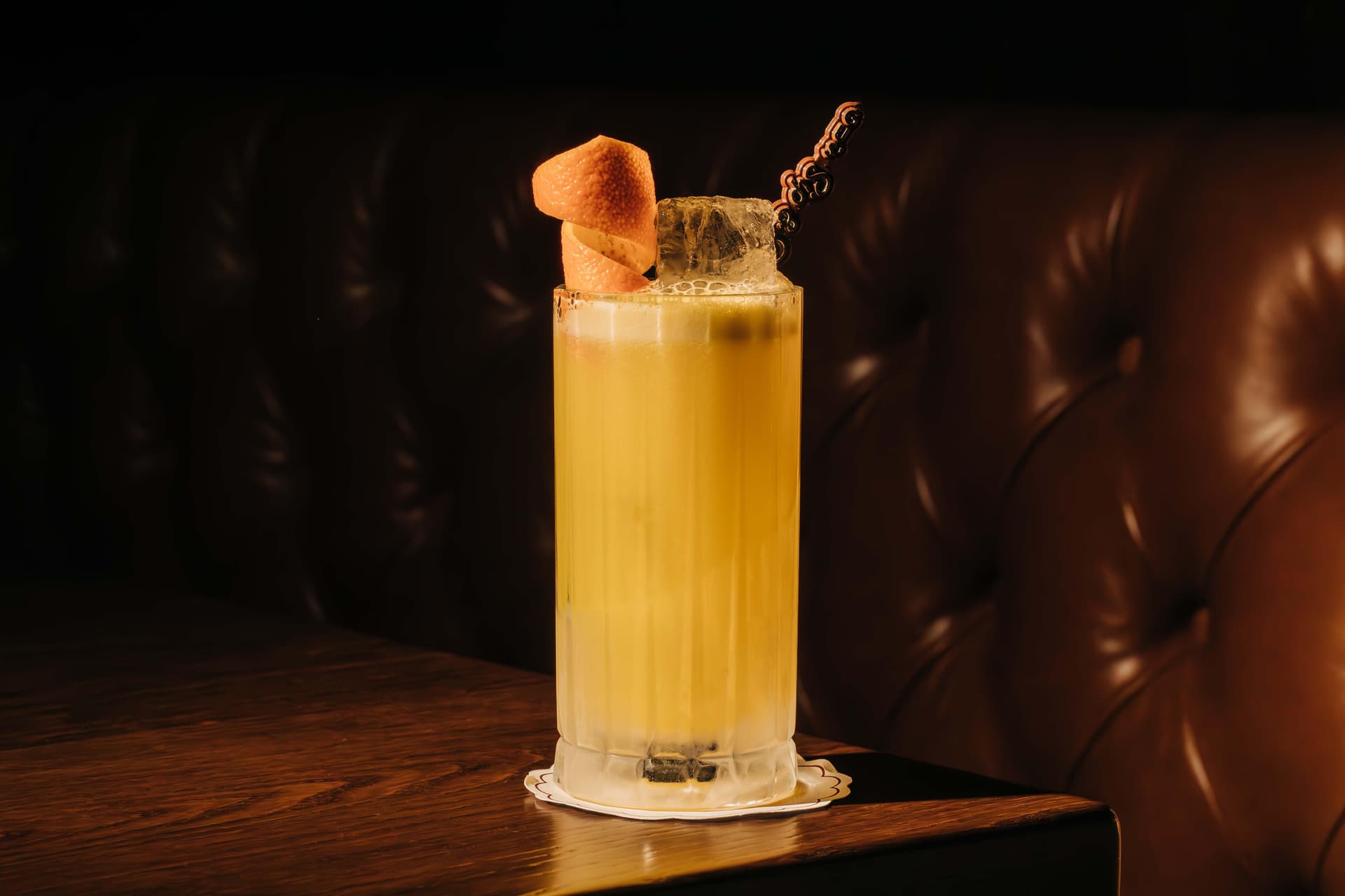 Close Up of Gus' Sip And Dip Clover Club Cocktail